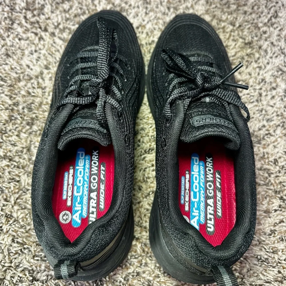 Skechers Women Size 7 Work Shoes Black Slip Resistant Memory Foam Max Cushion - Picture 7 of 9